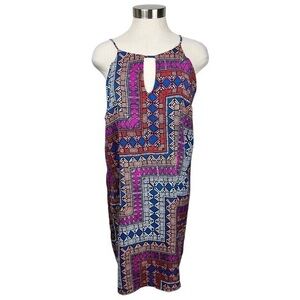 Allison Joy Geometric Print Halter Shift‎ Dress Medium